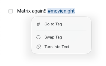 Tag menu on Mac