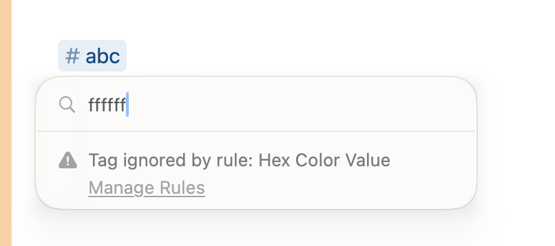 Tag ignored by a rule in the Swap Tag menu