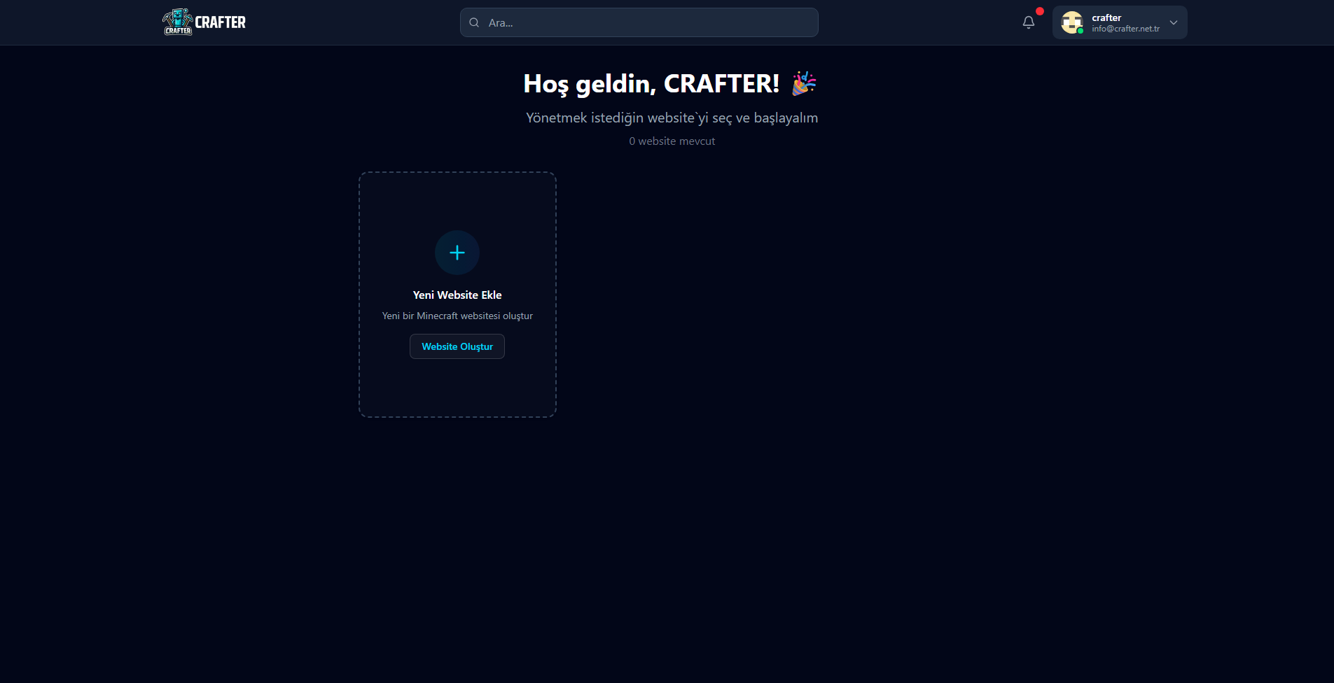 Yönetim Paneli Görünümü