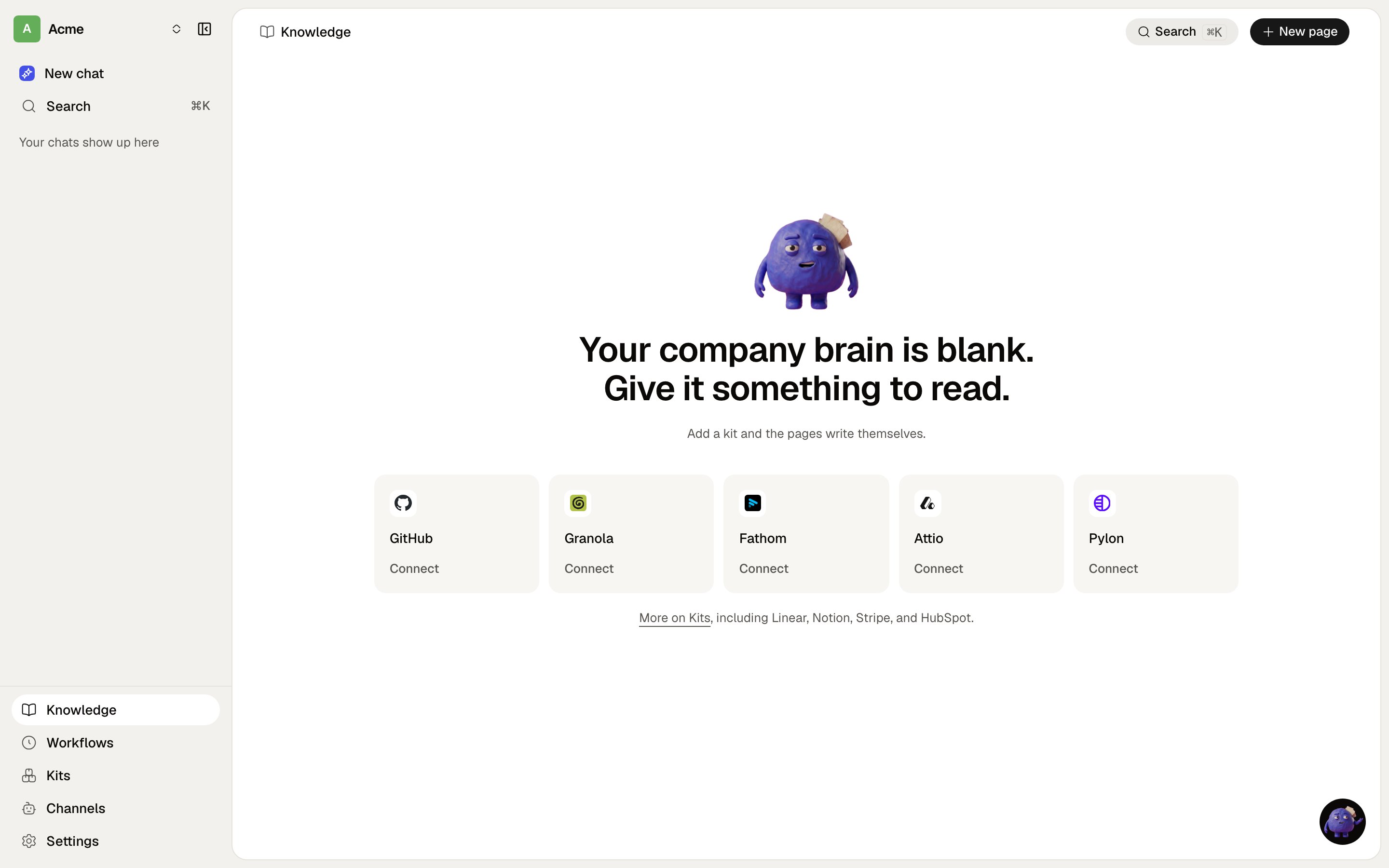 The Knowledge screen in Craftspace