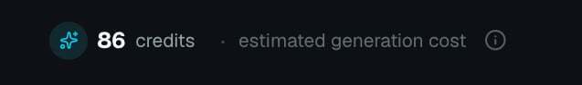 Estimated generation cost in credits
