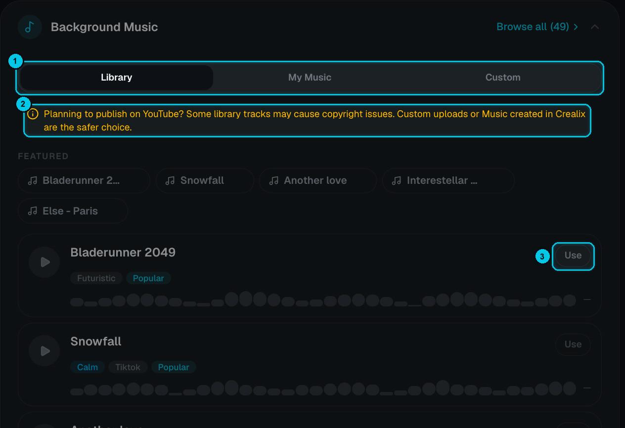 Background music section