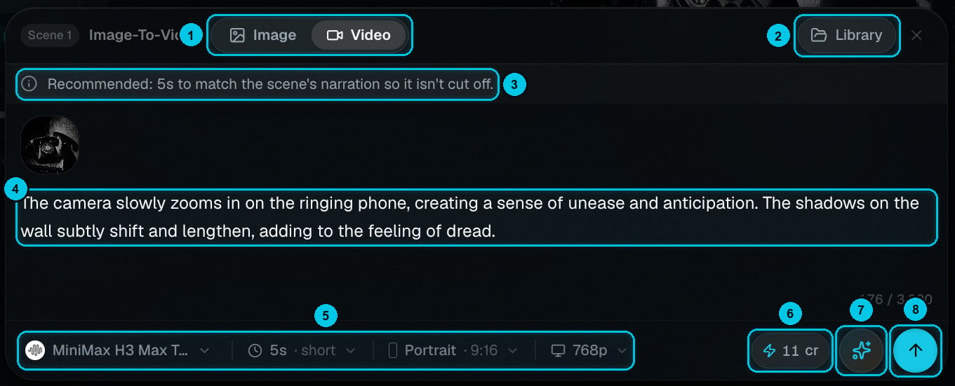 The Image-To-Video composer for scene 1
