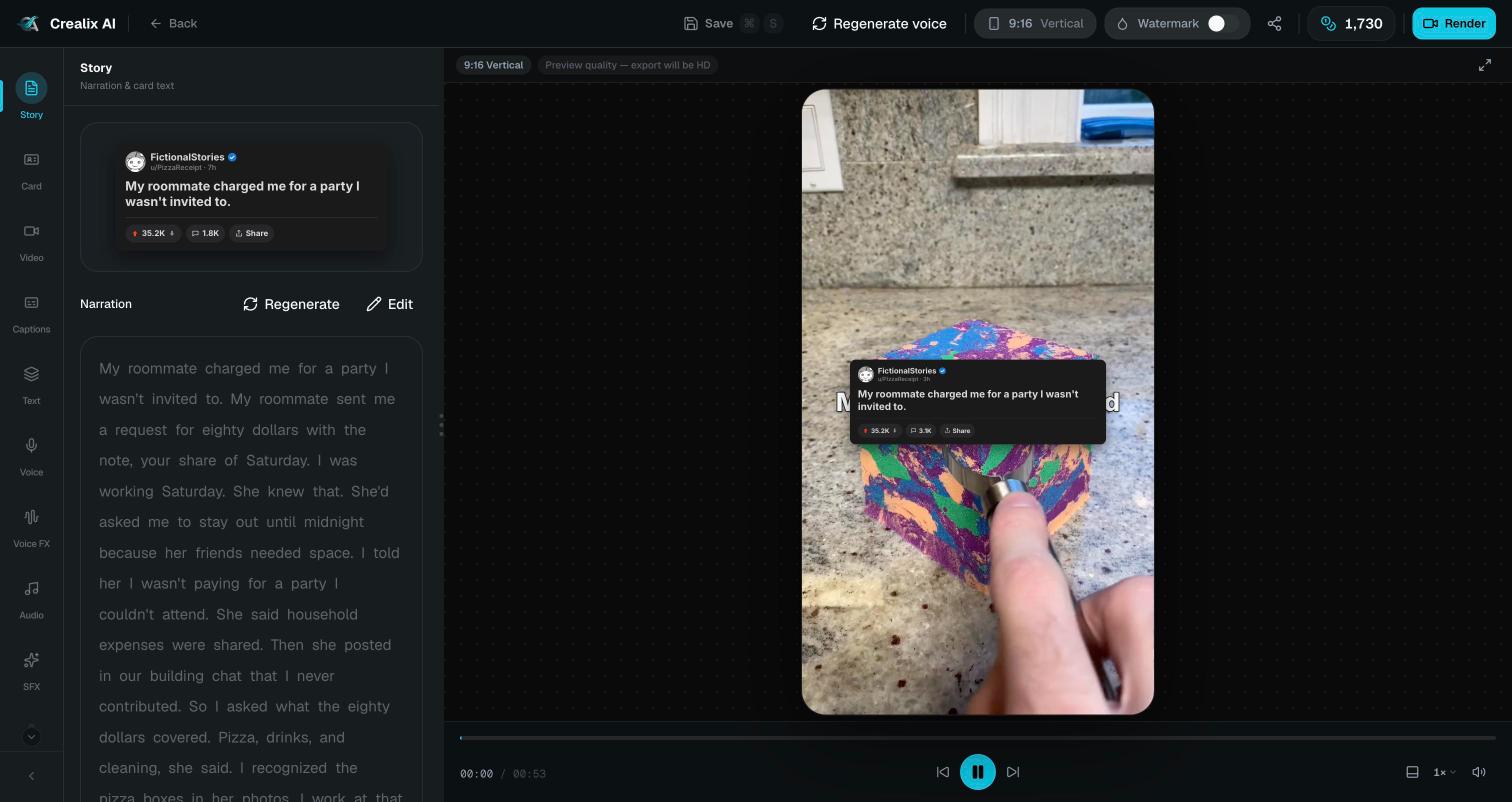 Editing a Reddit story