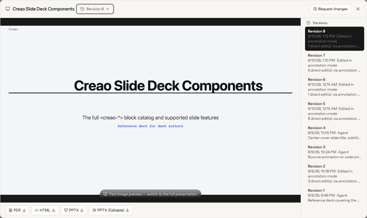 English Versions panel showing agent and annotation-mode revisions