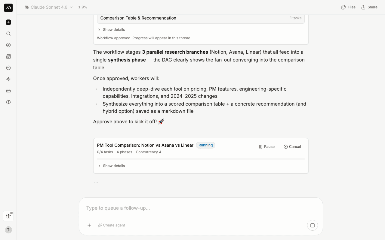 Running dynamic workflow card