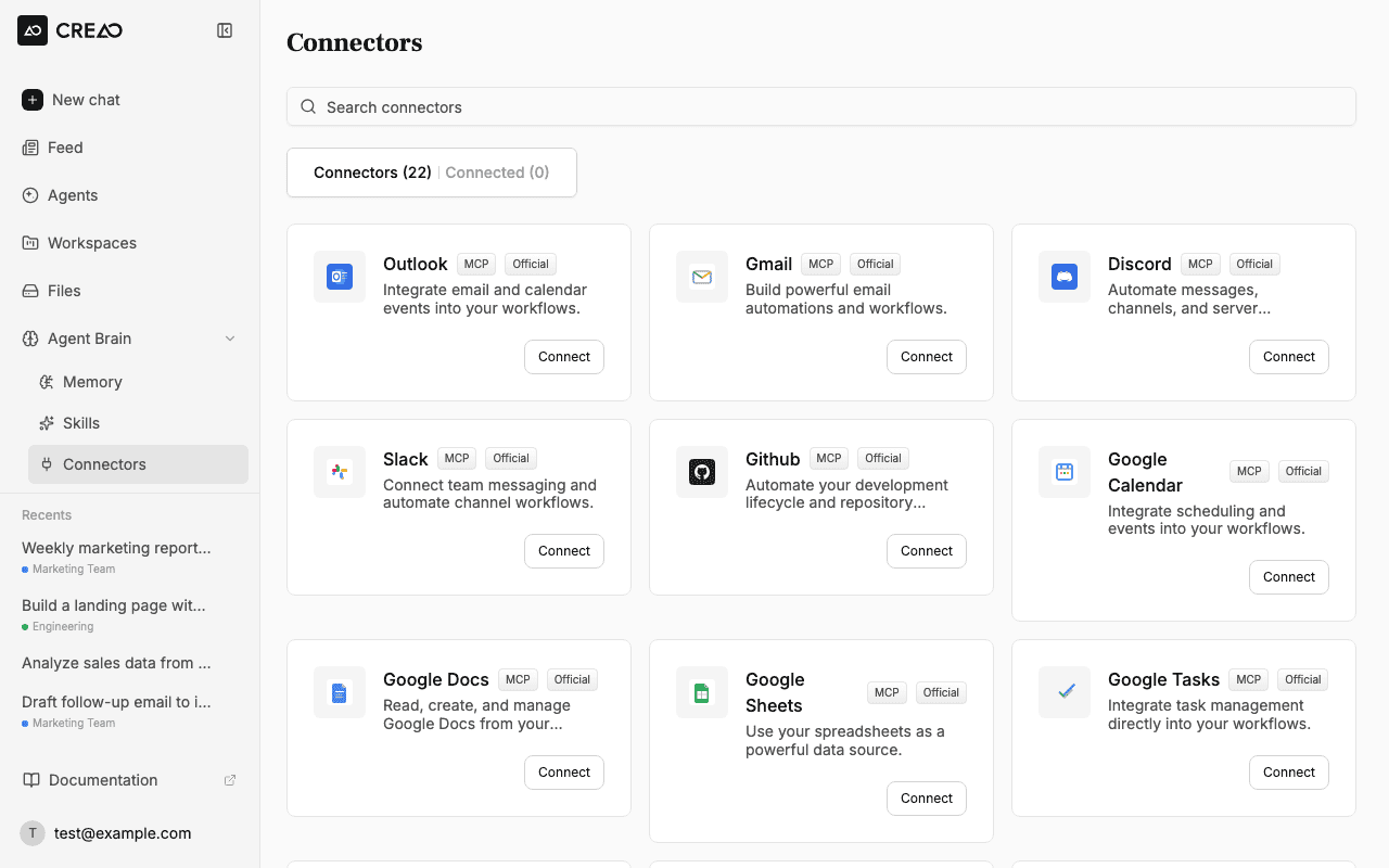 Skills and Connectors - CREAO Documentation