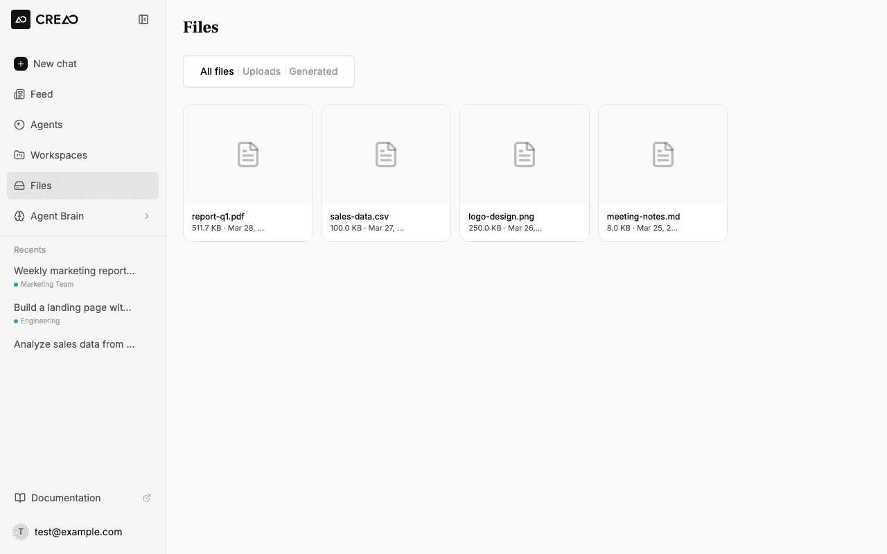 All Files view with files from different sources