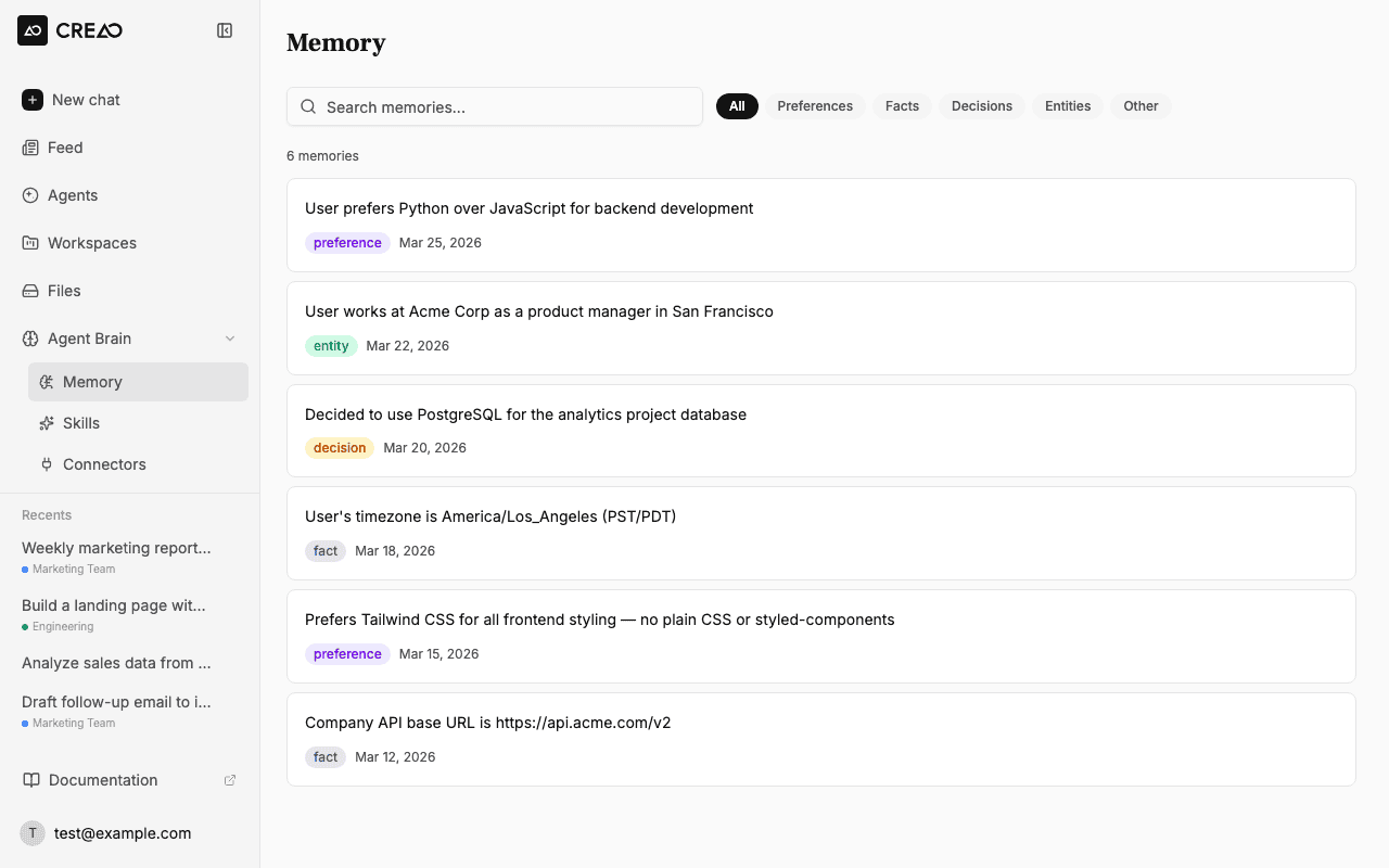 Memory - CREAO Documentation