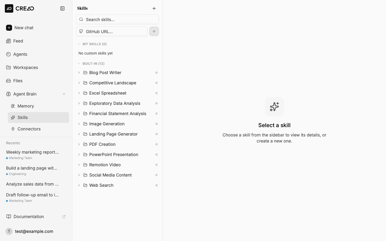 Skills and Connectors - CREAO Documentation