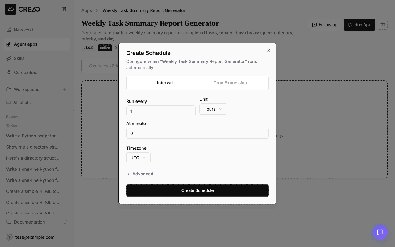 Schedule configuration form