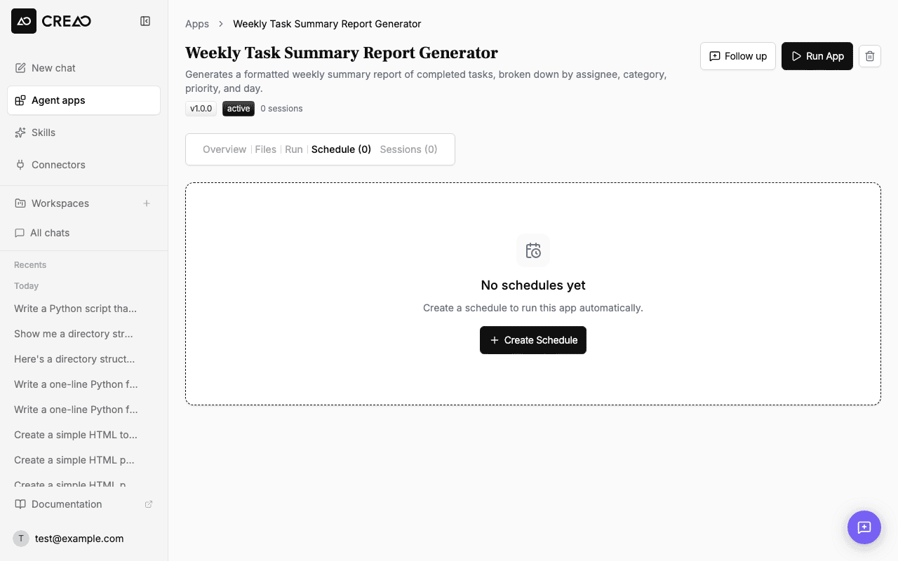 Scheduled Runs - CREAO Documentation