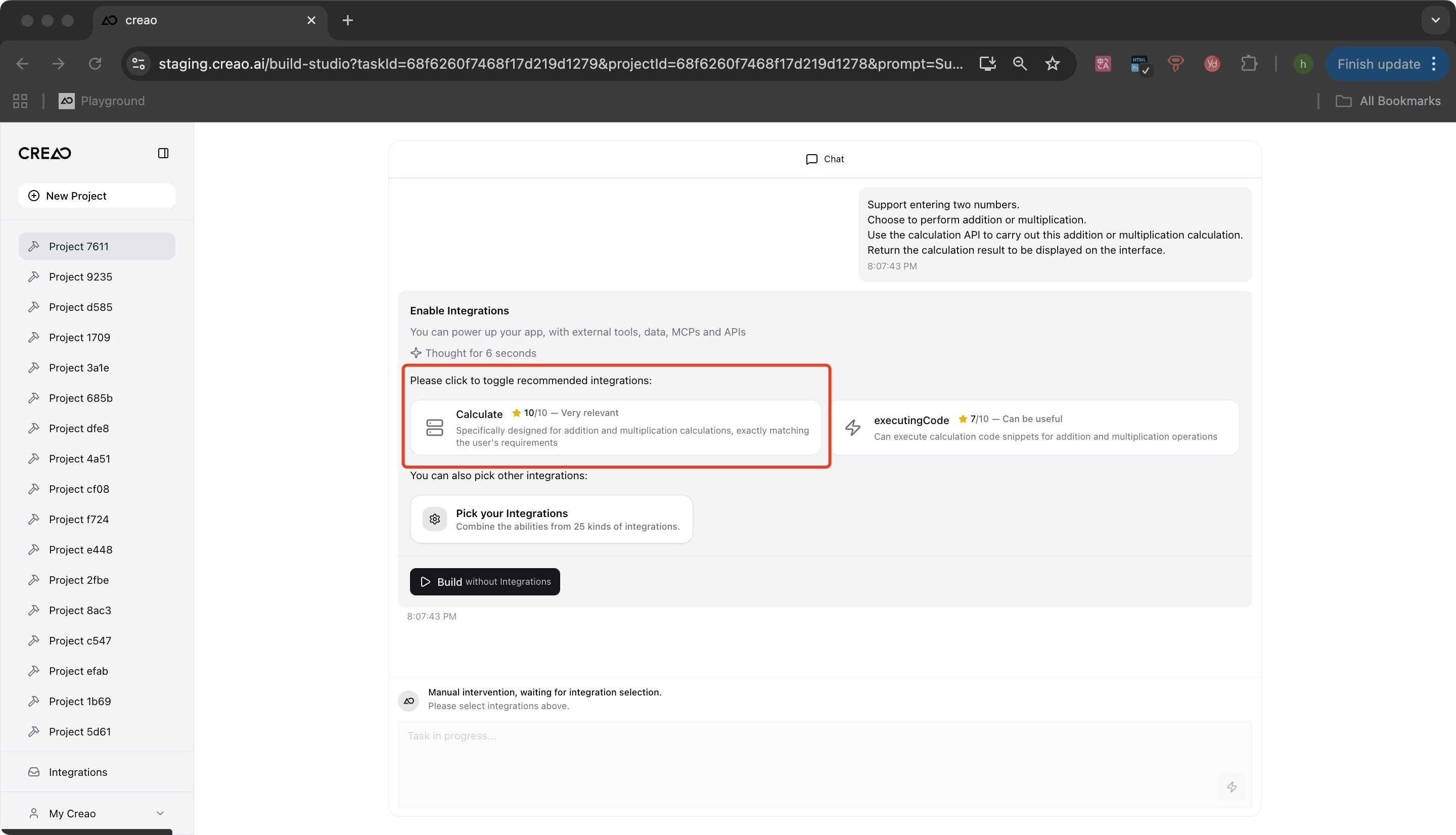 Select from integrations