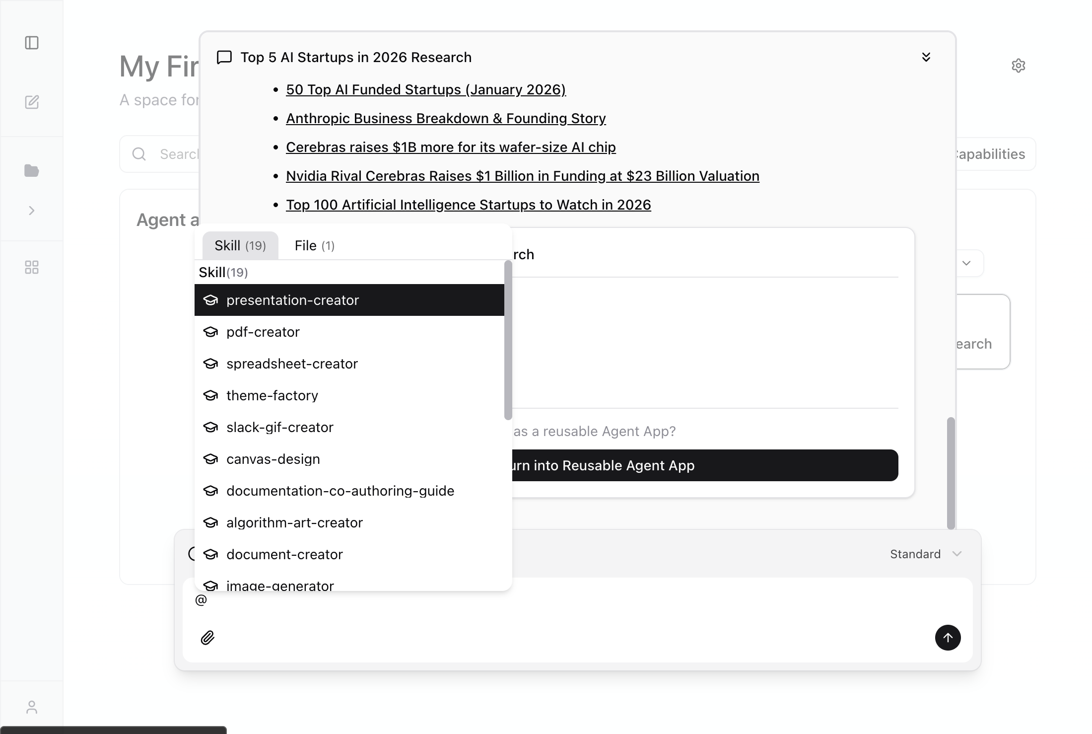 @ picker showing available Skills