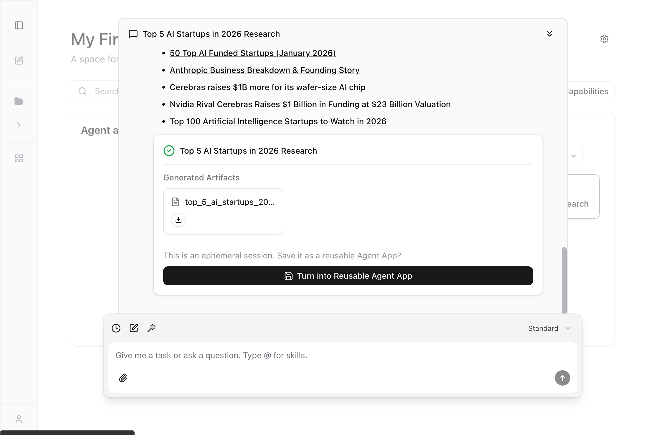 Super Agent response with structured results