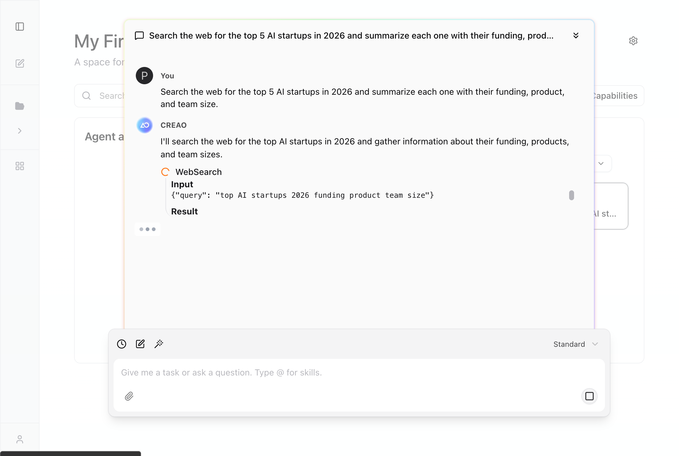 Super Agent executing a web search