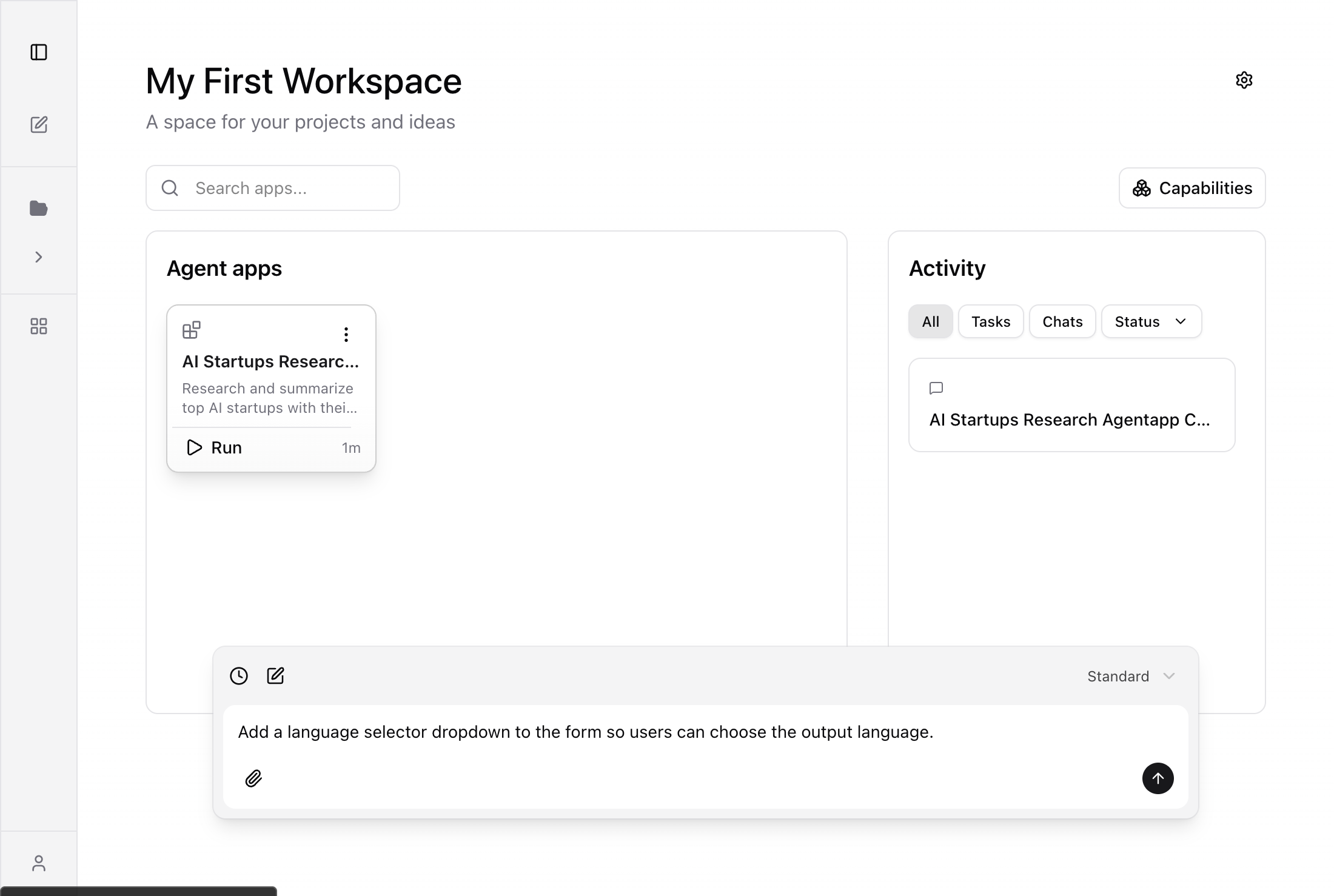 Follow-up message with chip in the chat bar