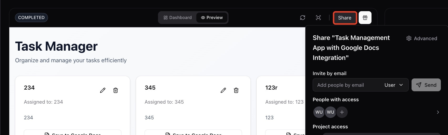 acess sharing setting
