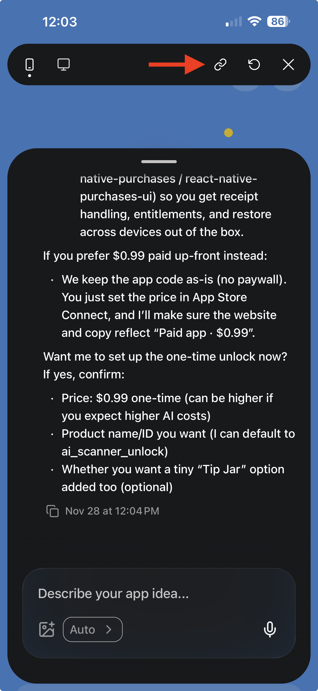 How to copy your builder URL on iOS