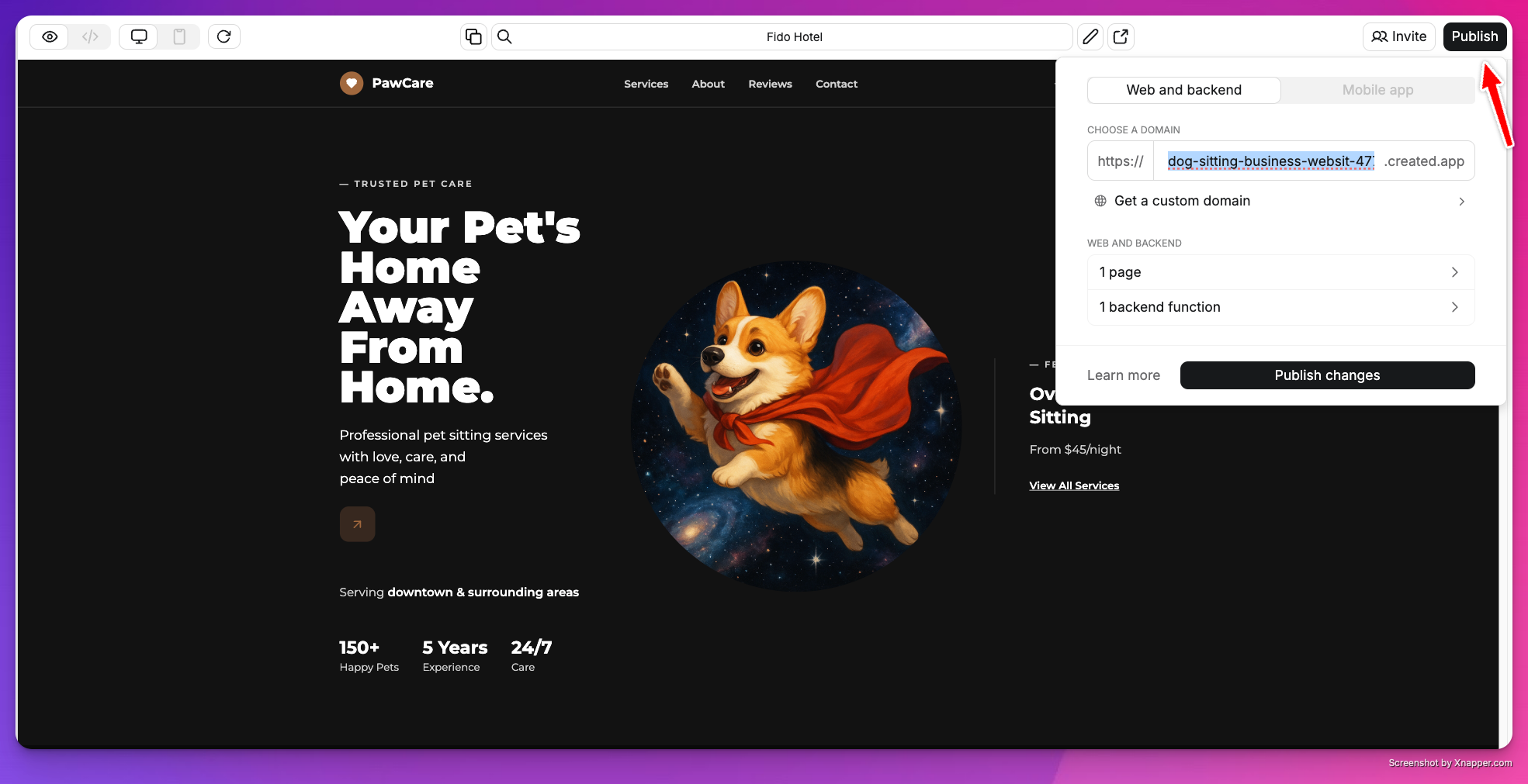 Publishing your web app with our system