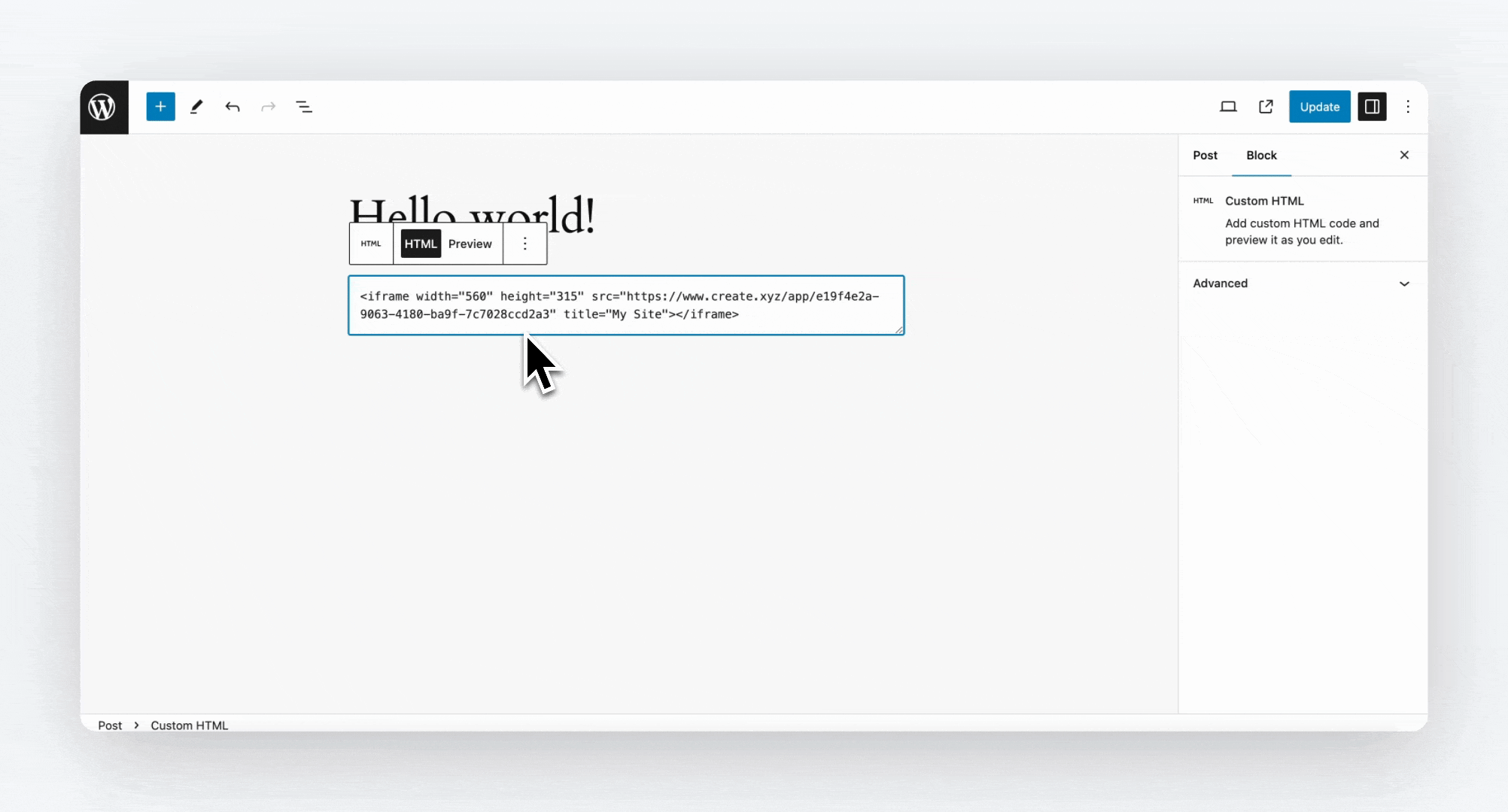 Adjusting iframe dimensions