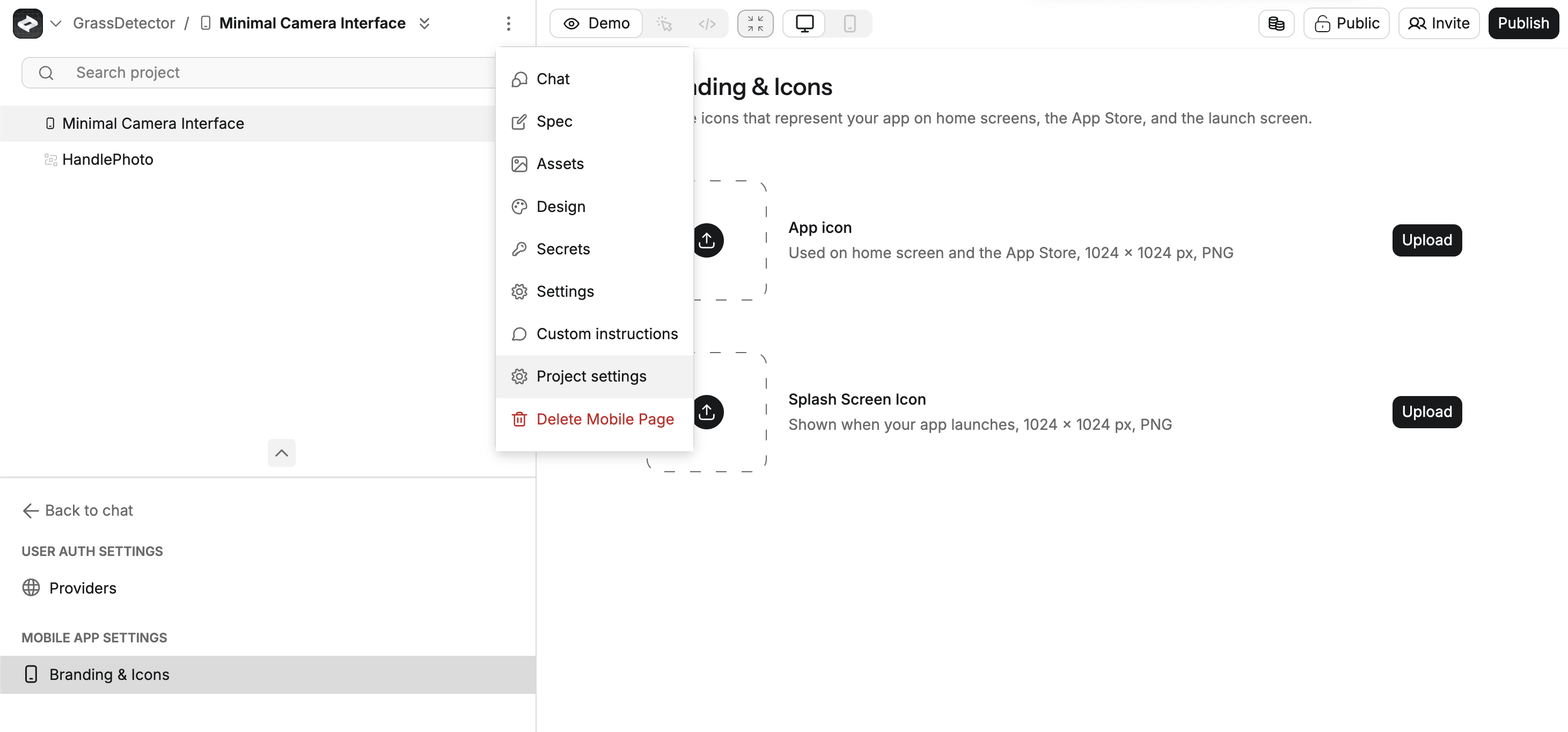 project setting image