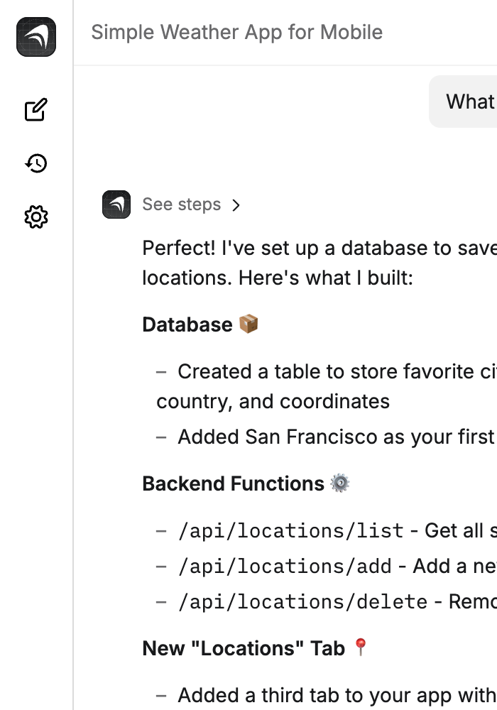 Left sidebar with icons