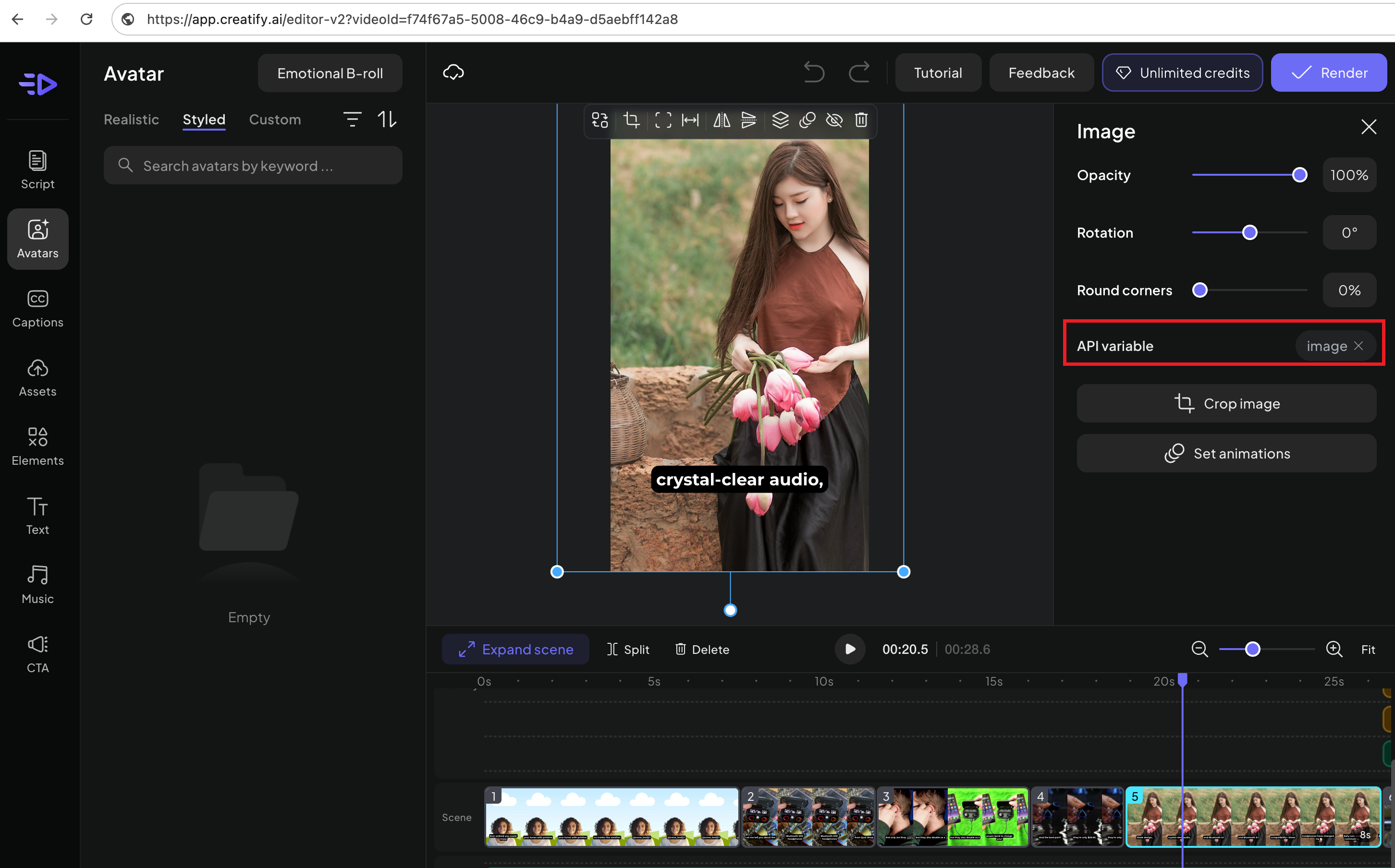 Add Image Element on Creatify.ai