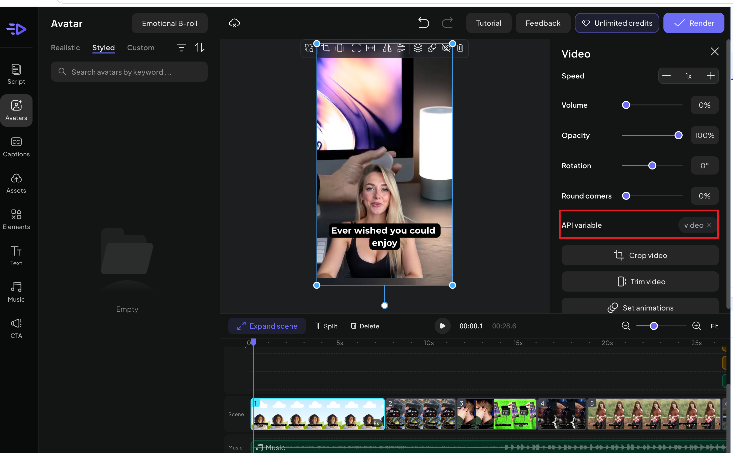 Add Video Element on Creatify.ai