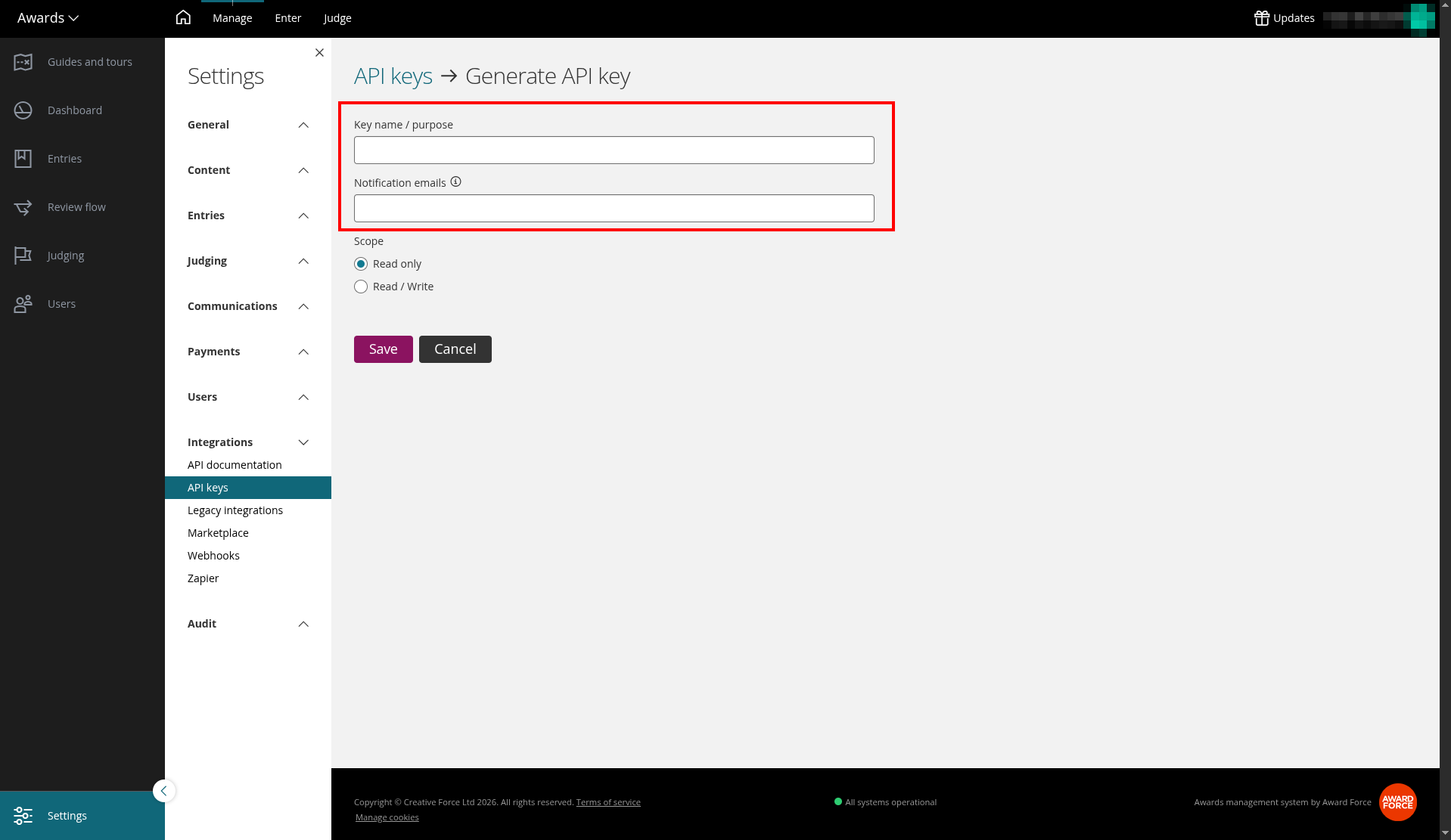 Add API key name and purpose