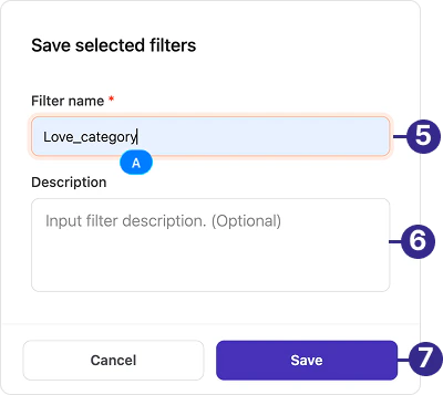 Saved filter confirmation