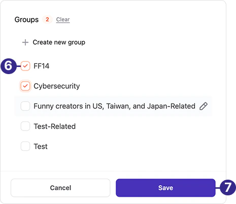 Saving creators to a group