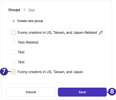 Saved copied creators