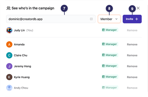 Inviting members to the campaign