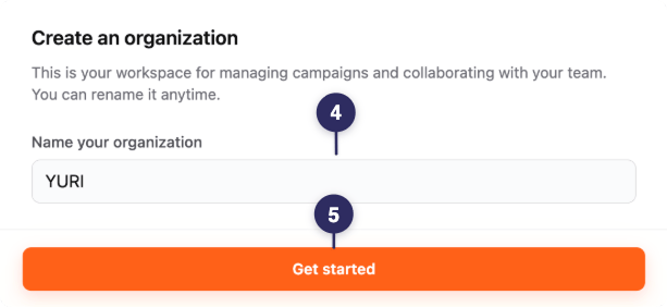 Enter organization name