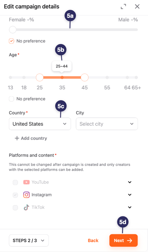 Edit the campaign target audience