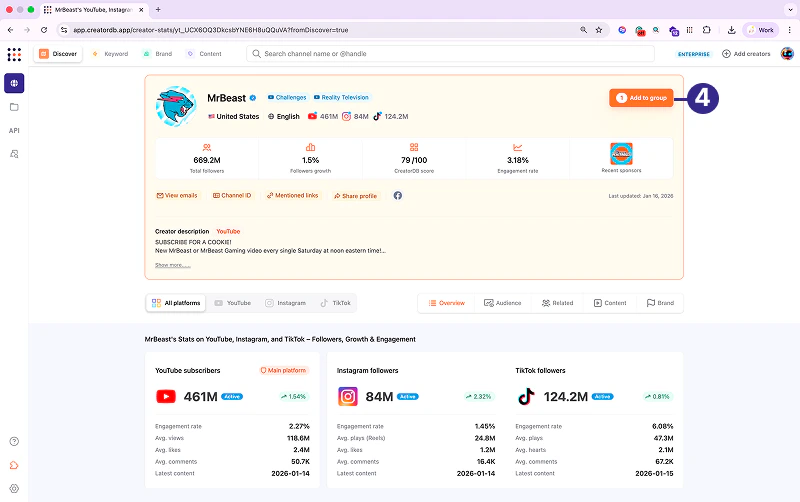 Adding a creator to a group