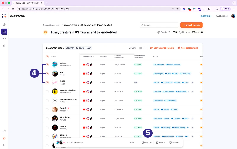 Copy to group window