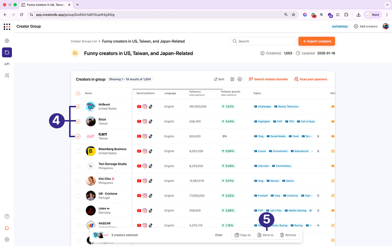Move to group window