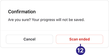 Scan ended confirmation
