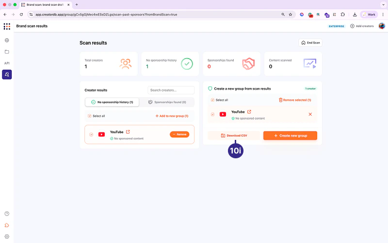 Download CSV button