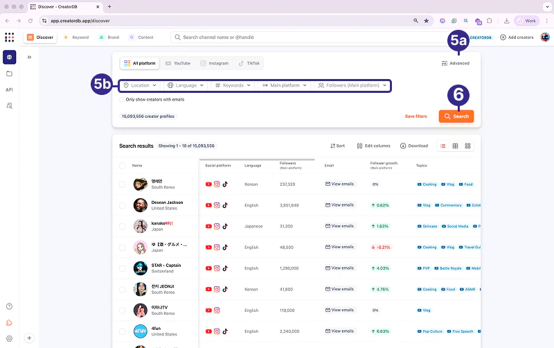 Discover search all platforms results