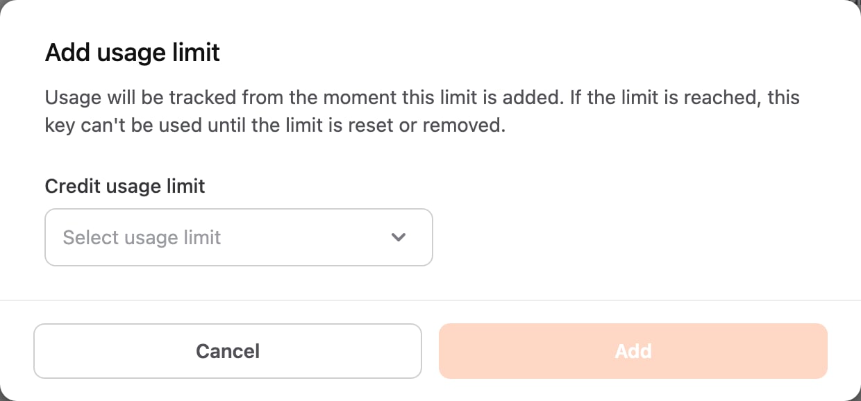 Add usage limit window