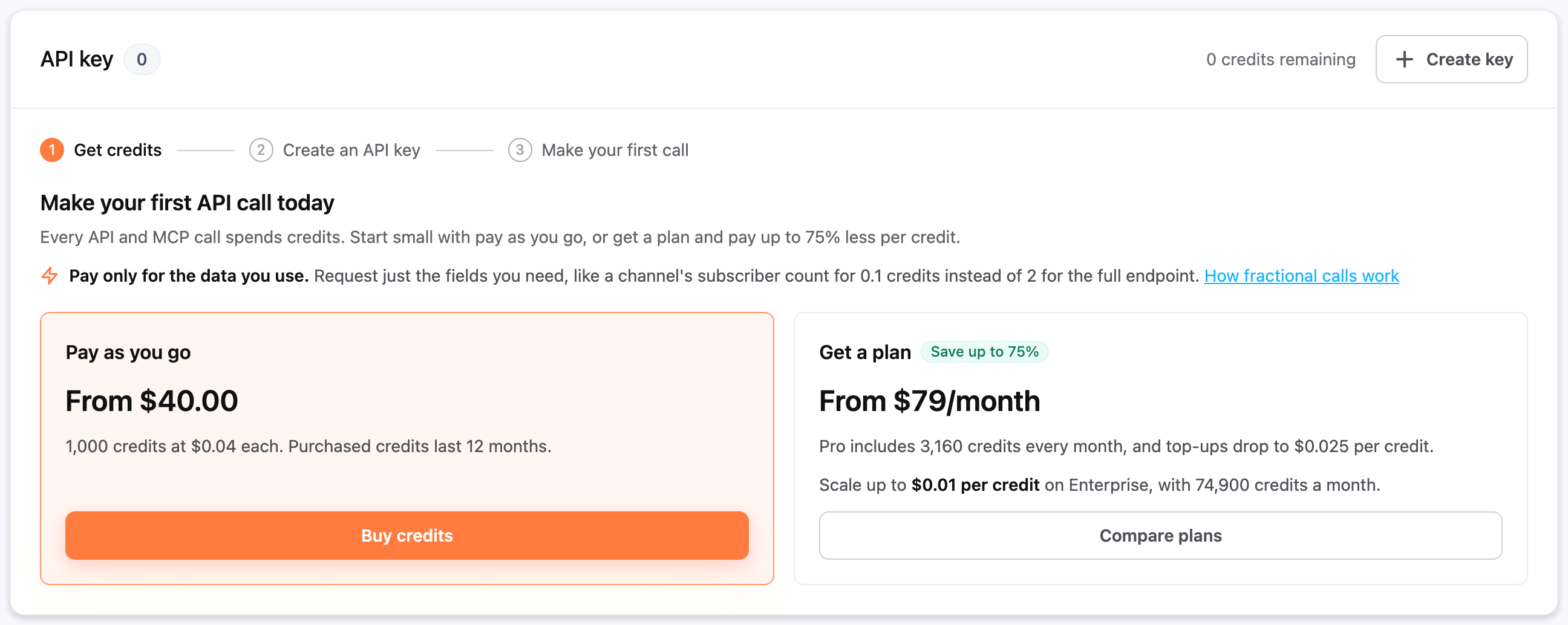 API dashboard getting started steps
