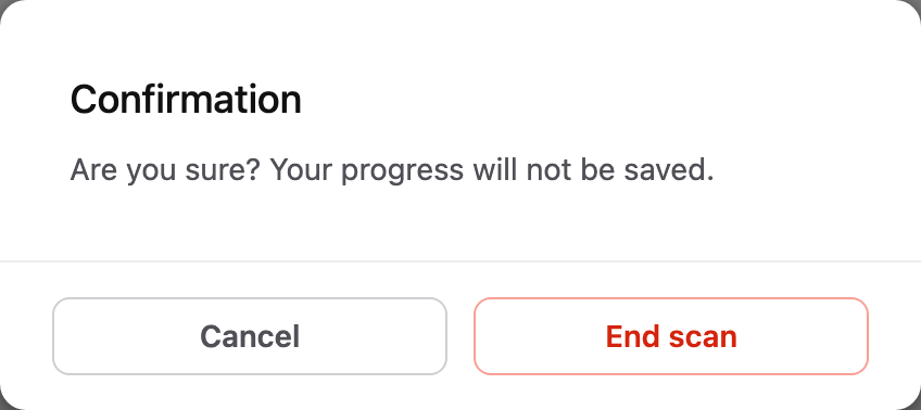 End scan confirmation message
