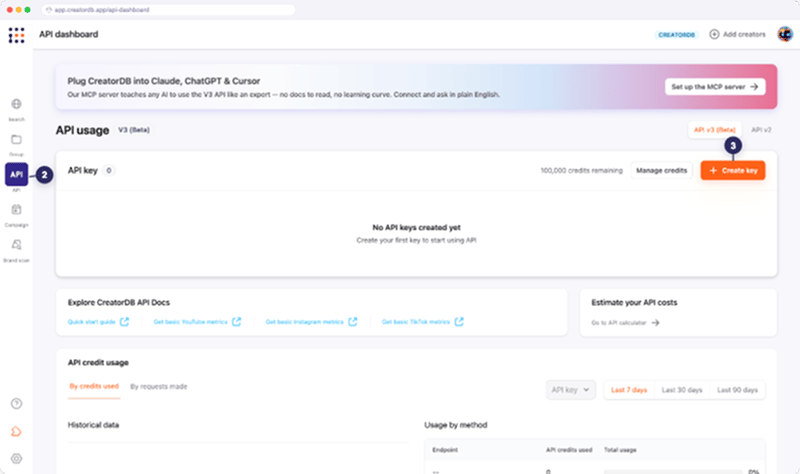 Go to the API dashboard