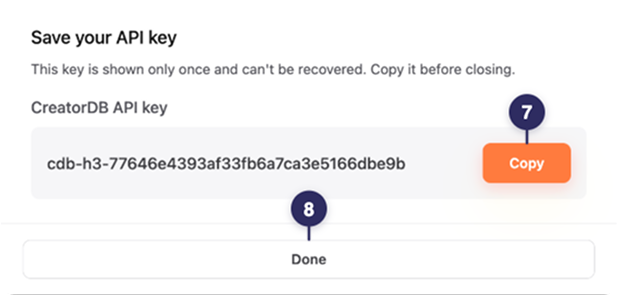 Copy the API key to your clipboard