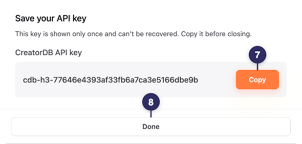 Copy the API key to your clipboard