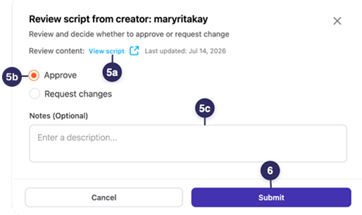 Review script from creator window