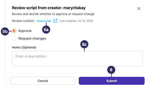 Review script from creator window